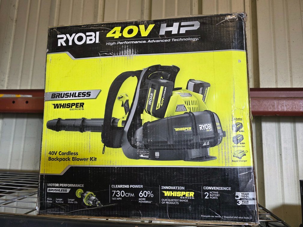 Ryobi 40v Cordless Backpack Blower Includes Battery And Charger, inv #q0753