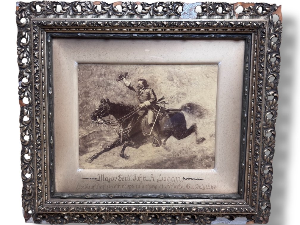 1864 US Civil War - Original Lithograph - “Major General - John A. Logan Leading the Fifteenth Corps in a charge at Atlanta. Ga. July 22, 1864". 26”L x 29.75”W