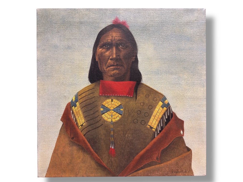 A.Tzappoff - Signed Oil on Canvas - Native American Portrait 19.5”L x 19.5”W