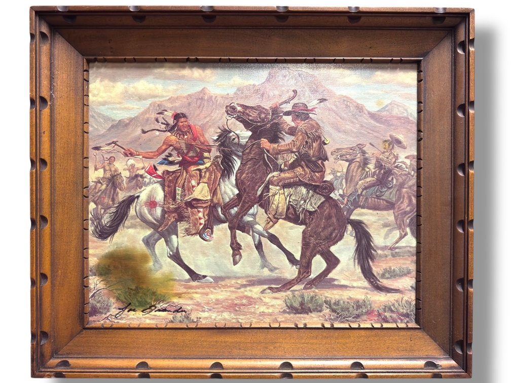 Joe Grandee - Signed - “An Encounter at Persimmon Pass” Giclée Print 20.75”L x 24.75”W