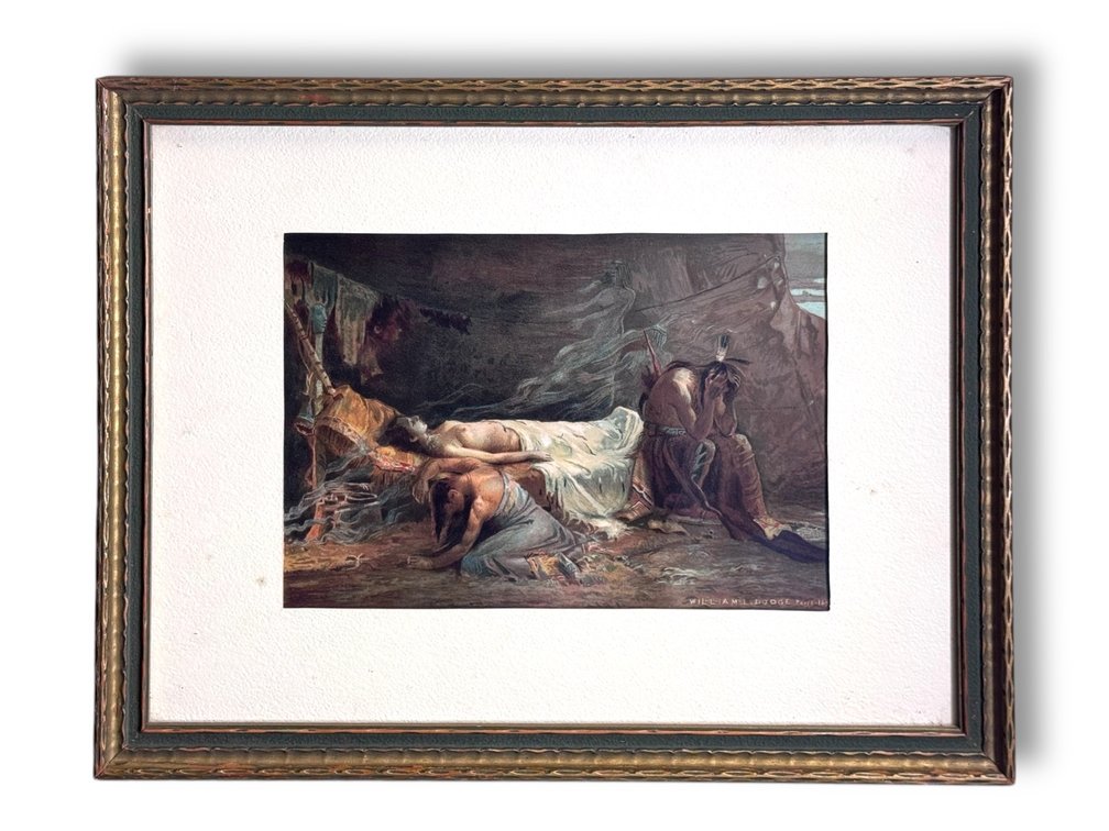William de Leftwich Dodge (b.1867-1936) “The Death of Minnehaha” Lithograph 10.75”L x 14.5”W