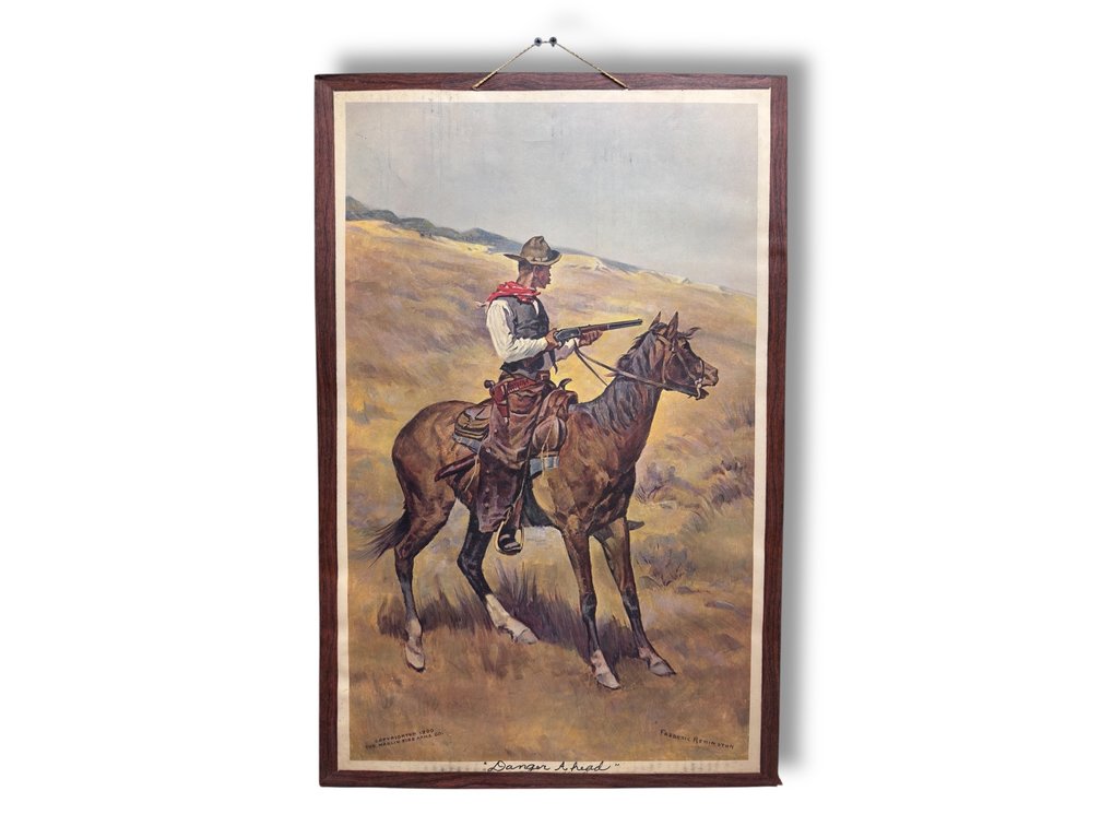 “Danger Ahead” by Frederic Remington c.1900 Commissioned for The Marlin Firearms Co. 28”L x 18.5”W