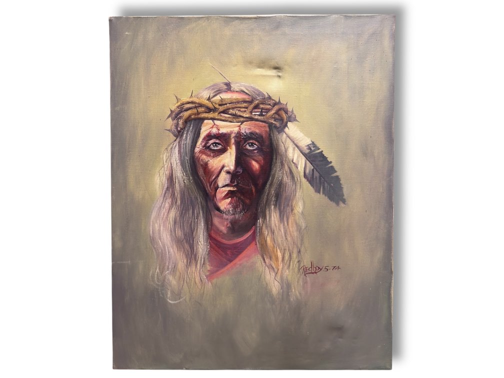 “Redboy” Original Native American Portrait - Oil on Canvas 30”L x 24”W