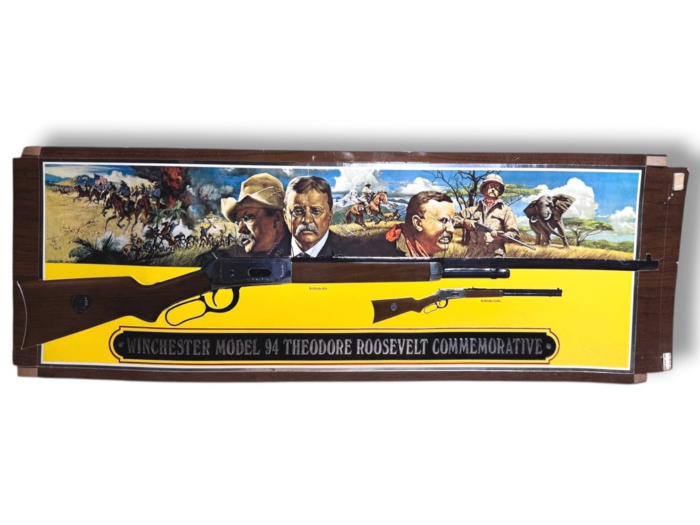 Winchester Model 94 Theodore Roosevelt Commemorative Rifle Box Side  13”L x 38.25”W