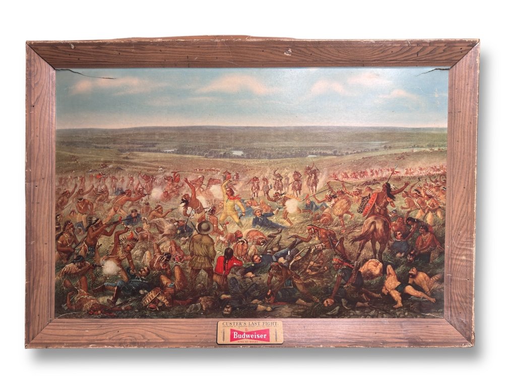 “Custer’s Last Fight” Budweiser Cardboard Advertisement  41.5”L x 29”W