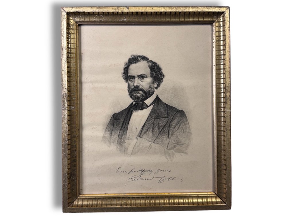 Sam Colt - (Colt Firearms) “Ever Faithfully Yours, Sam Colt.” Framed Portrait 11.75”L x 9.5”W