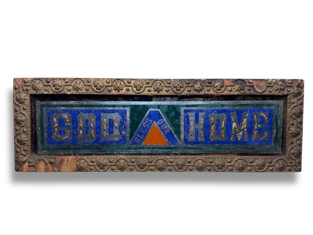 Victorian Era Mirror “God Bless Our Home” Framed Art 8.5”L x 26.5”W