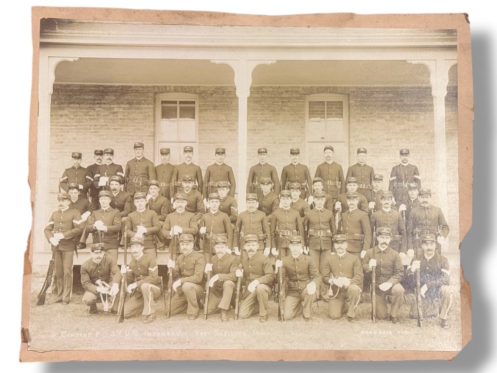 Original - Fort Snelling, MN Photograph - Company F 3rd U.S. Infantry - Haas Bros Photo 11.25”L x 14”W