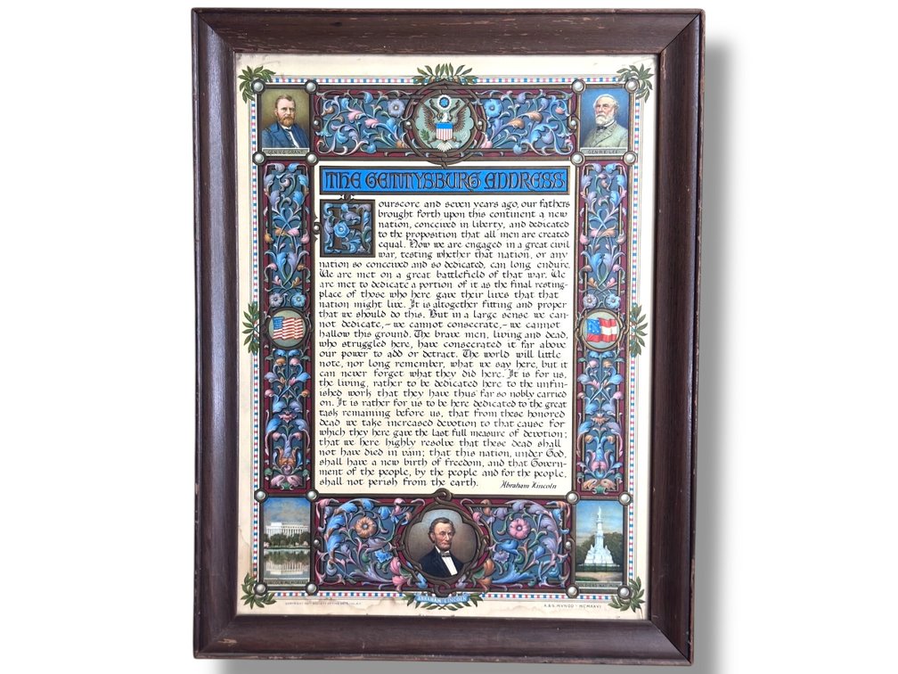 Abraham Lincoln’s Gettysberg Address (c.1927) Framed Print 15.5”L x 12”W