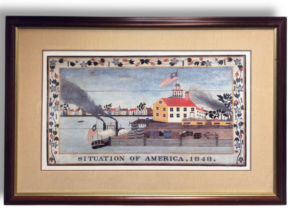 “Situation of America 1848” Folk Art Print 29.75”L x 42”W