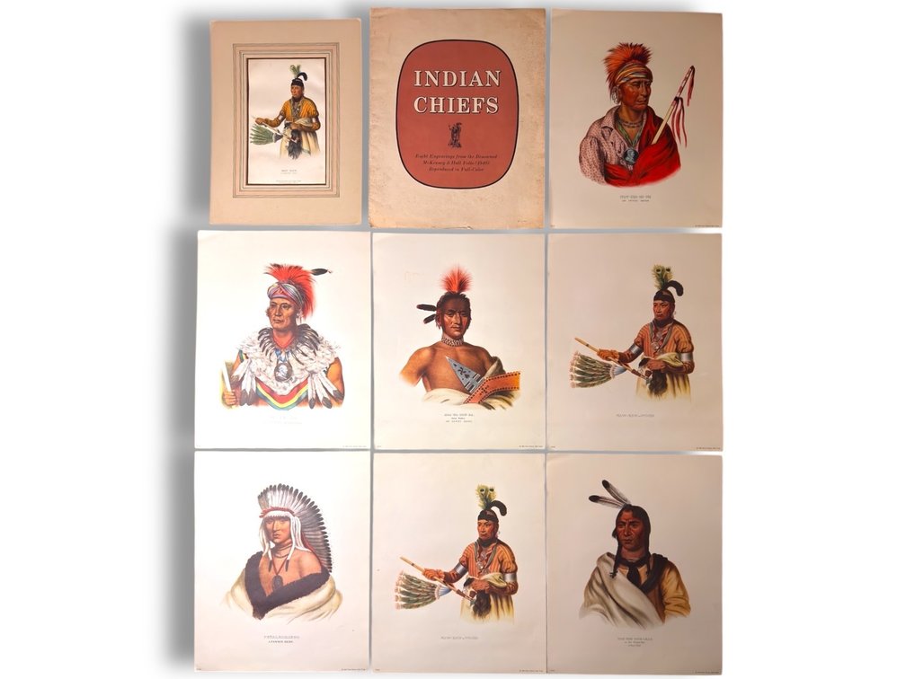 1965 Penn Prints, New York Reproduction Indian Chiefs Engravings 17.75”L x 13.5”W