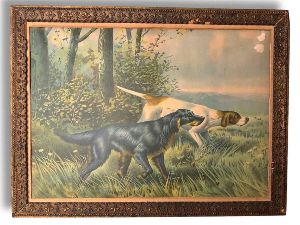 Joseph Hoover - Hunting Dogs - Framed Print 16.5”L x 22”W