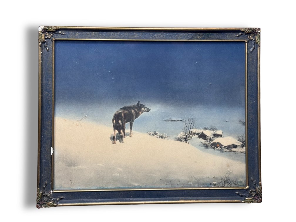 Alfred von Kowalski-Wierusz “The Lone Wolf” Lithograph 13.75”L x 16.5”W