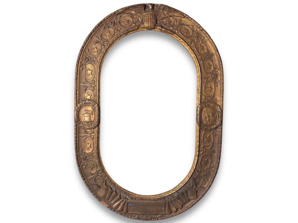 Antique c.1876 US Military Hand-Carved Gilded Frame 24”L x 17”W