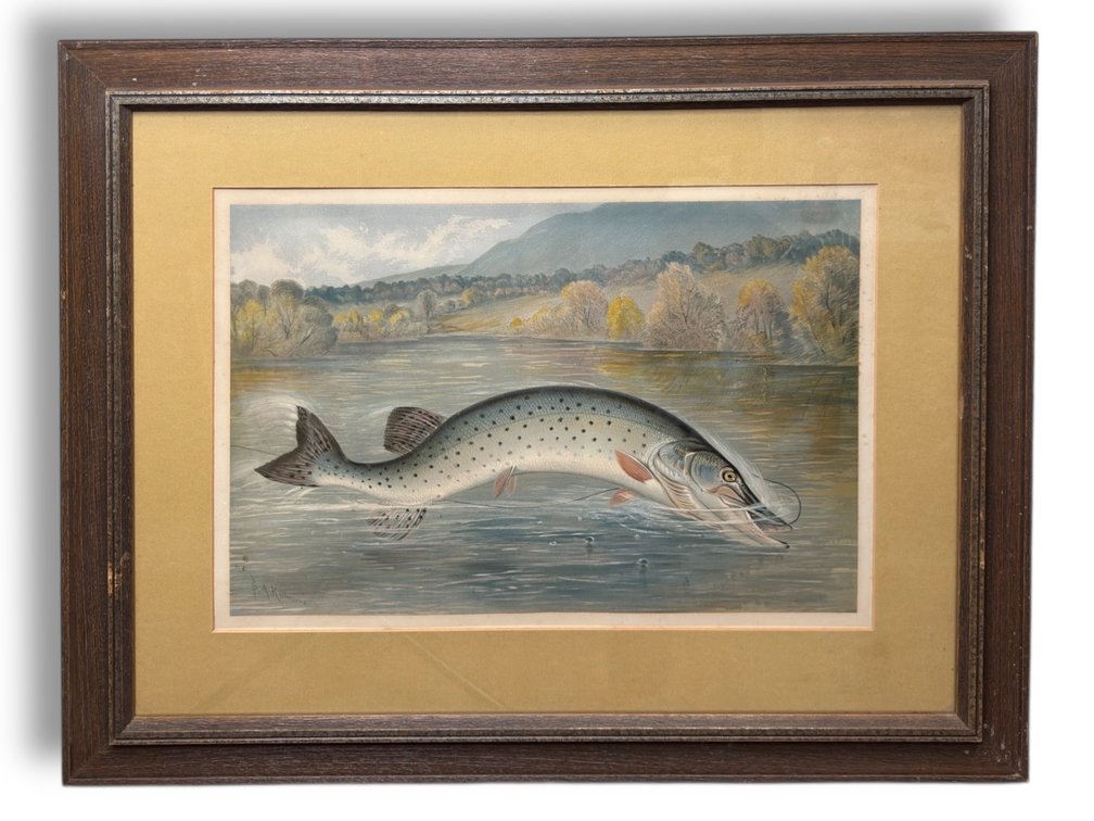 Samuel A. Kilbourne (1836-1881) “Musky Pike” Chromolithograph 25.5”L x 31.5”W