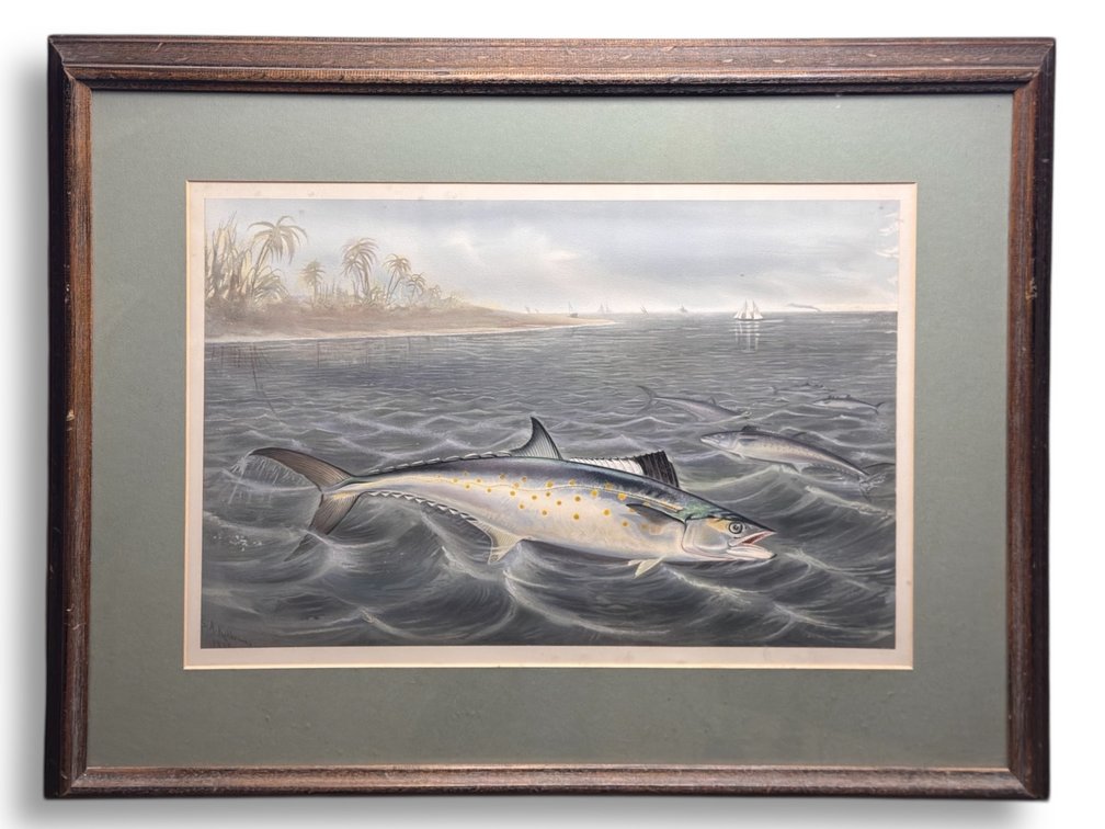 Samuel A. Kilbourne (1836-1881) “Red Drum Fish” Chromolithograph 25”L x 30.25”W