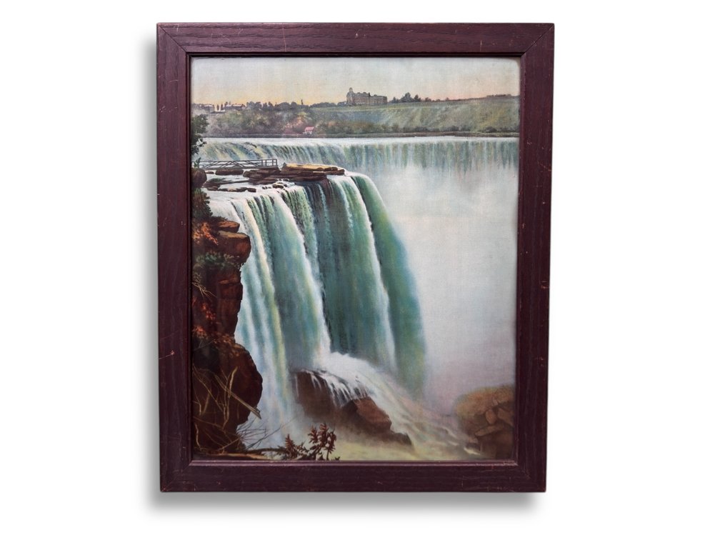 Vintage Lithograph - Horseshoe Falls from Goat Island Niagara Falls 22”L x 18”L