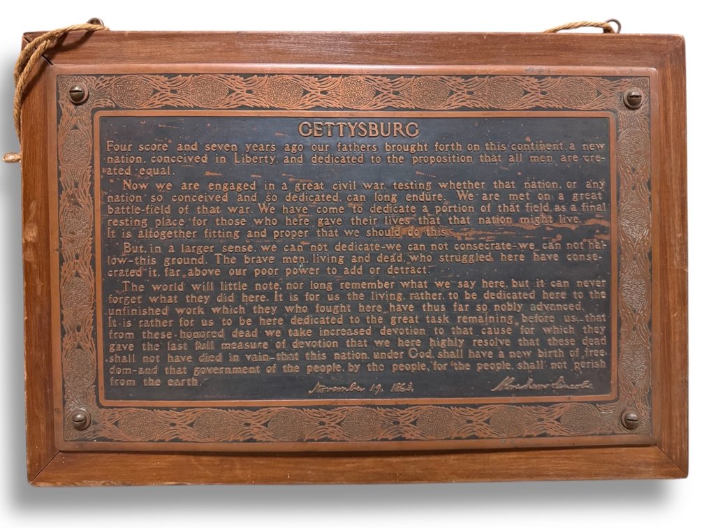 Abraham Lincoln - Gettysburg Address Plaque - Heavy Bronze 14”L x 20.5”W