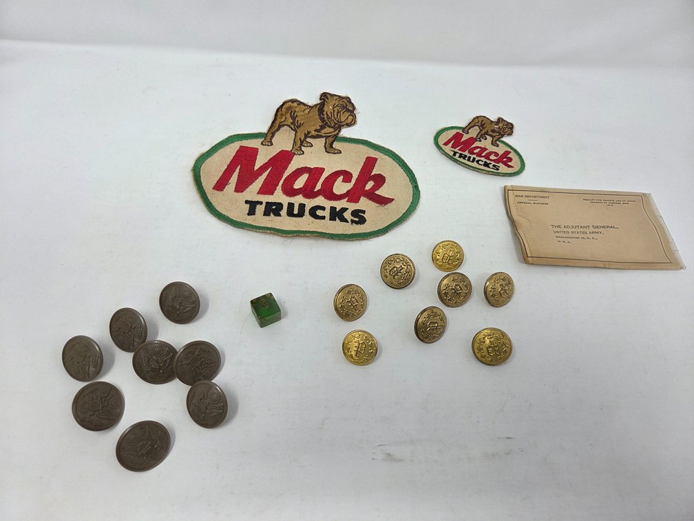 Misc. Lot, Navy Buttons, Mack Patches