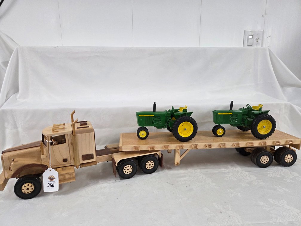 Custom Wood Semi Hauler with 2-JD 3020 Tractors