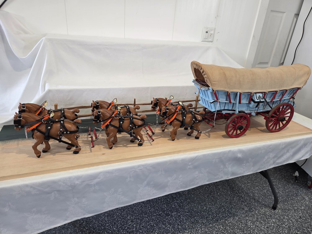 1994 Joel Zook Wagon #98, w/6-Horse Hitch on Custom 6 ft. Plaque