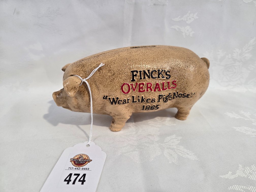 Cast Iron Fincks Pig Penny Bank