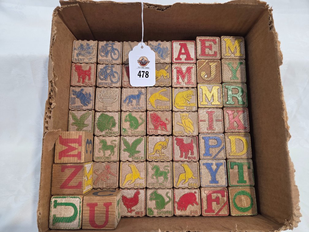 Box of Childs Wooden Blocks