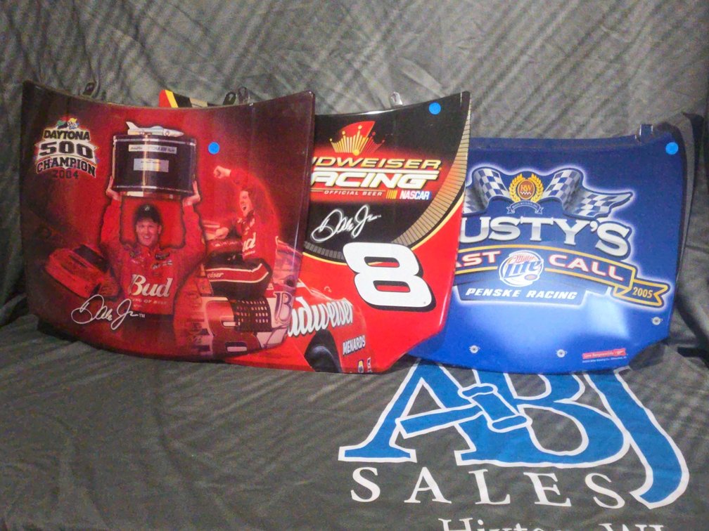 3 Mini Hoods- Bud Racing, Bud Daytona, and Miller Light