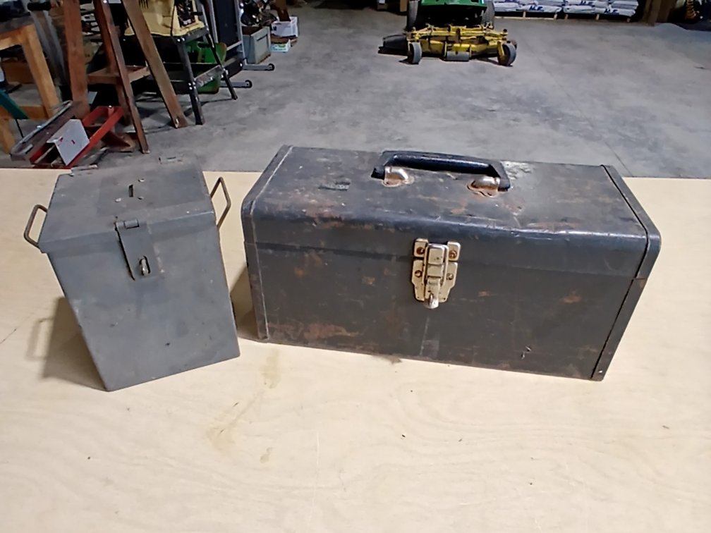 2 Gray Metal Boxes