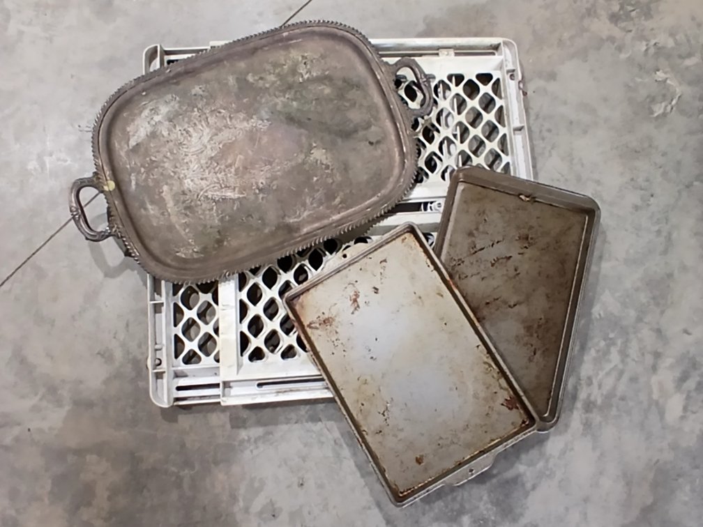Large Silver Platter, 2 Baking Sheets & Baby Gate