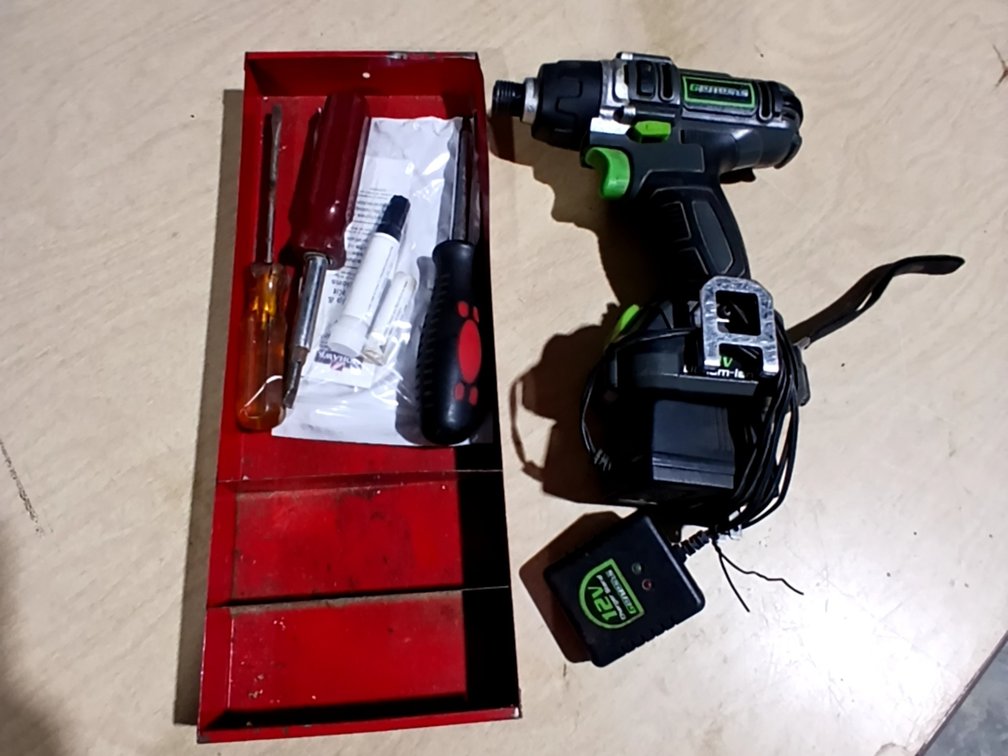 Genesis 12V Cordless Drill with Charger & Red Tray & Screwdrivers