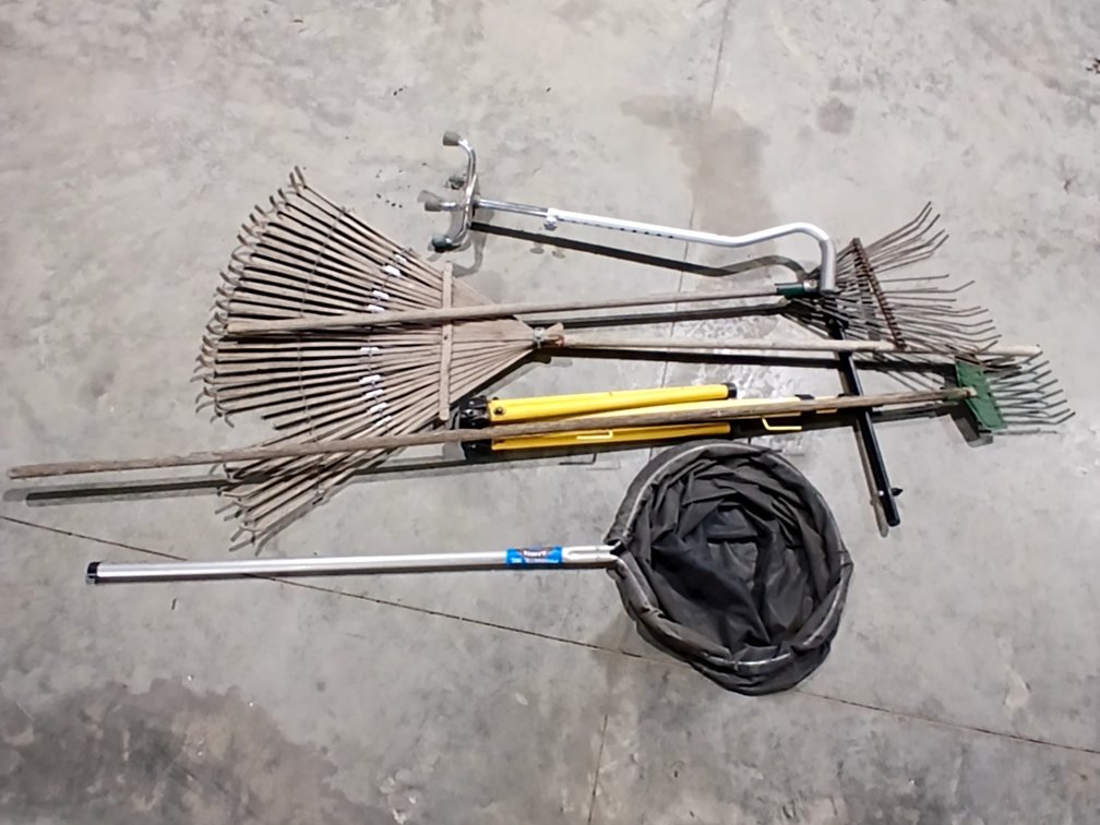 Rakes, Tripod, Butterfly Net & Cane