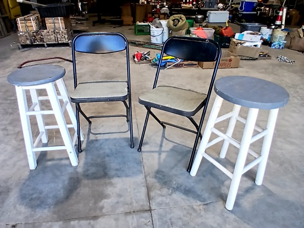 2 Folding Chairs & 2 Stools