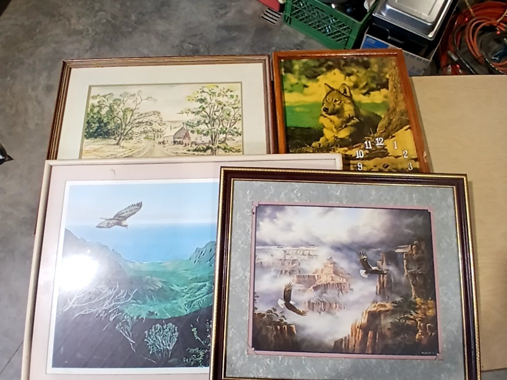 Framed Artwork-Eagles, Scenery, Wolf