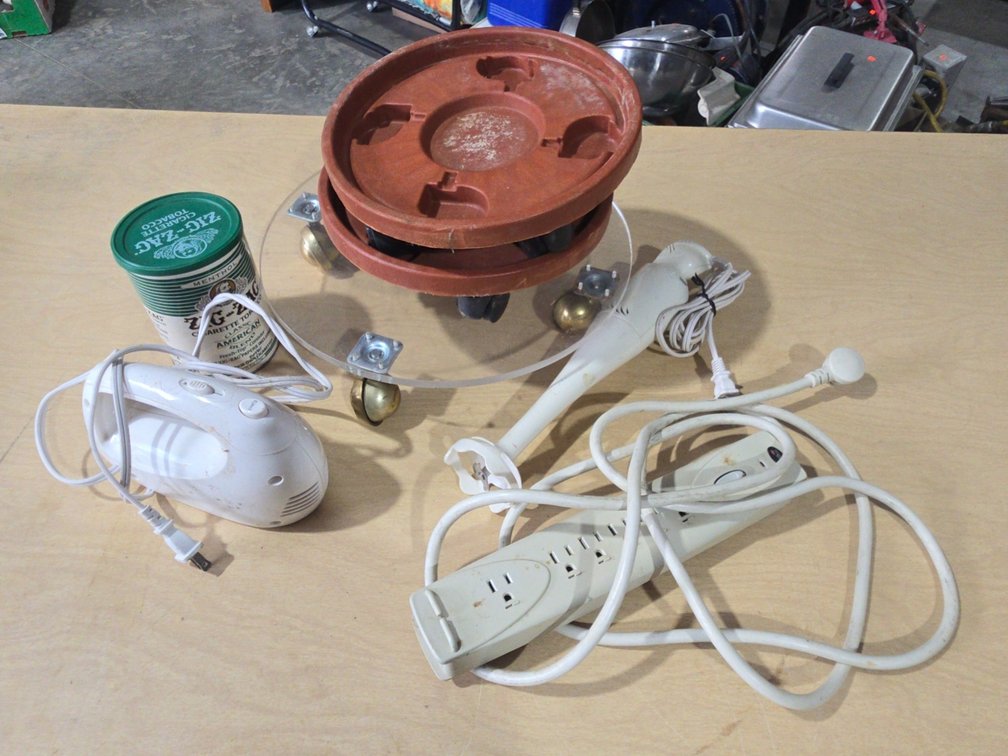 Plant Dollys, Mixer, Handheld Blender, and Power Strip