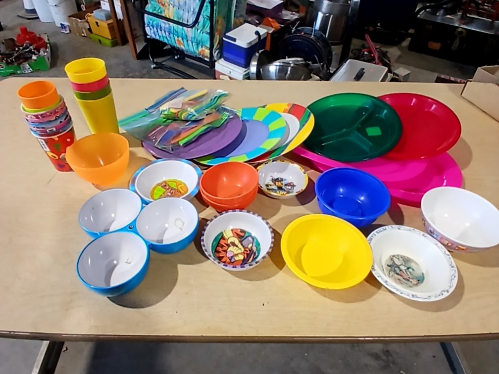 Plastic Character & Other Dishes & Silverware