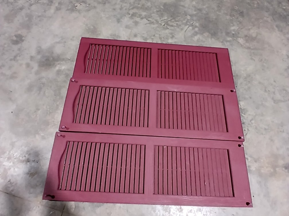 3 Burgundy Shutters with Matching Screws