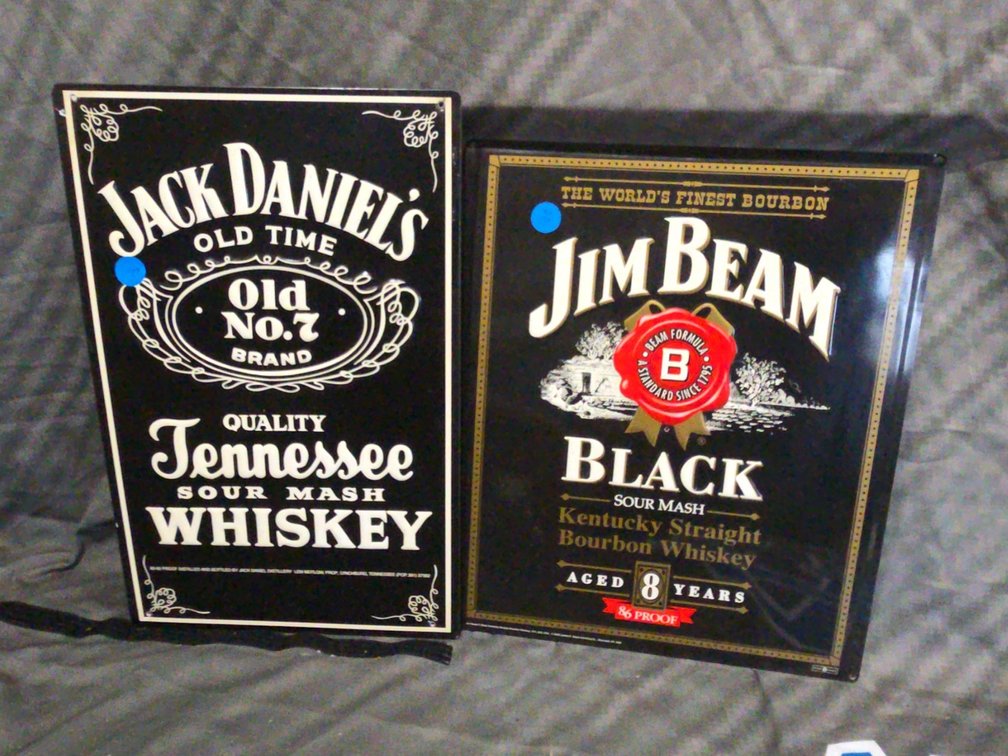 Jack Daniel's and Jim Bean Metal Sign