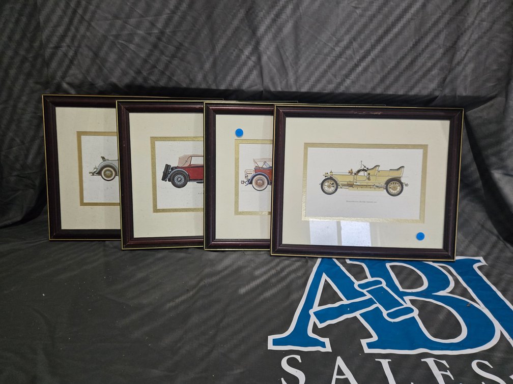 4 Old Car Framed Pictures