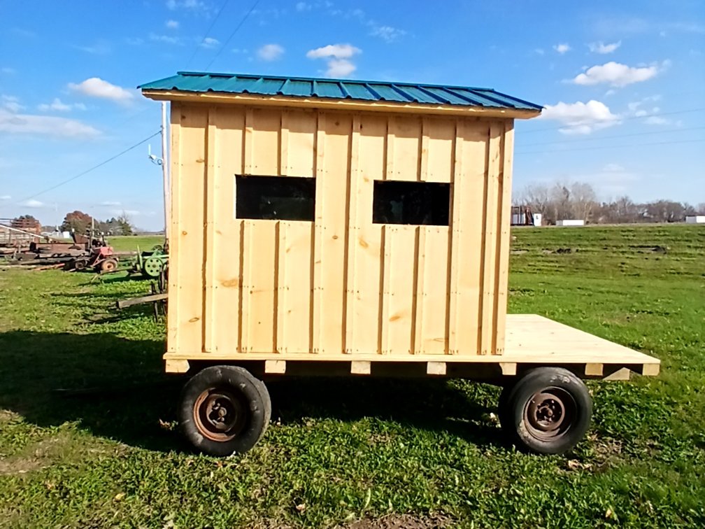 6' x 8' Hunting Shack with 4' Deck on Running Gear