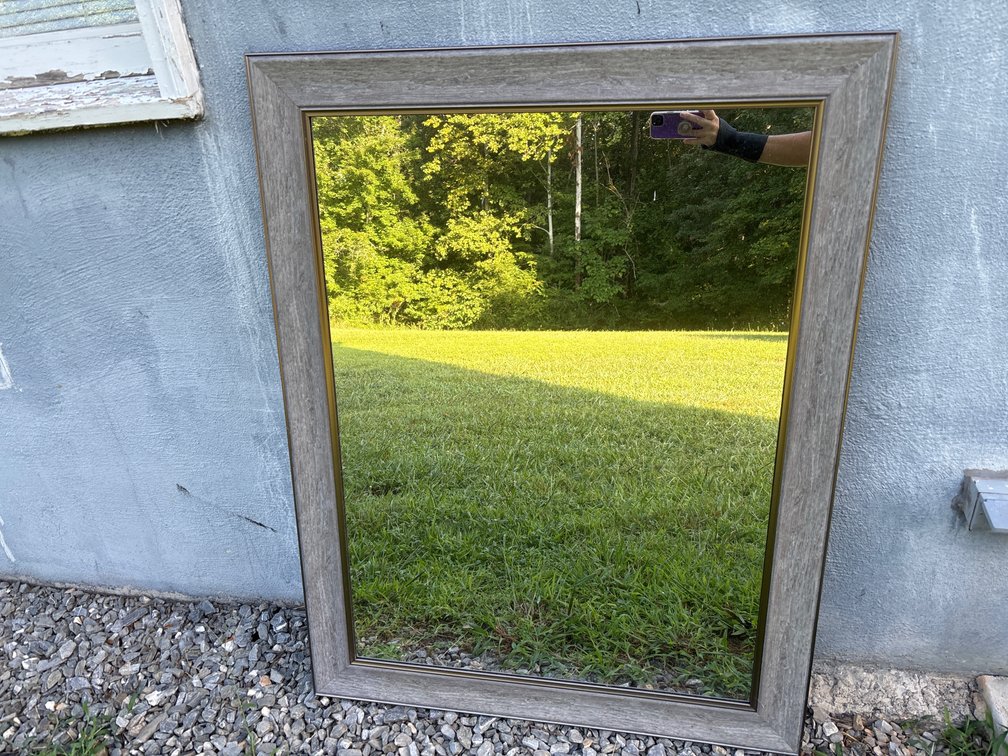 Large rustic grey mirror