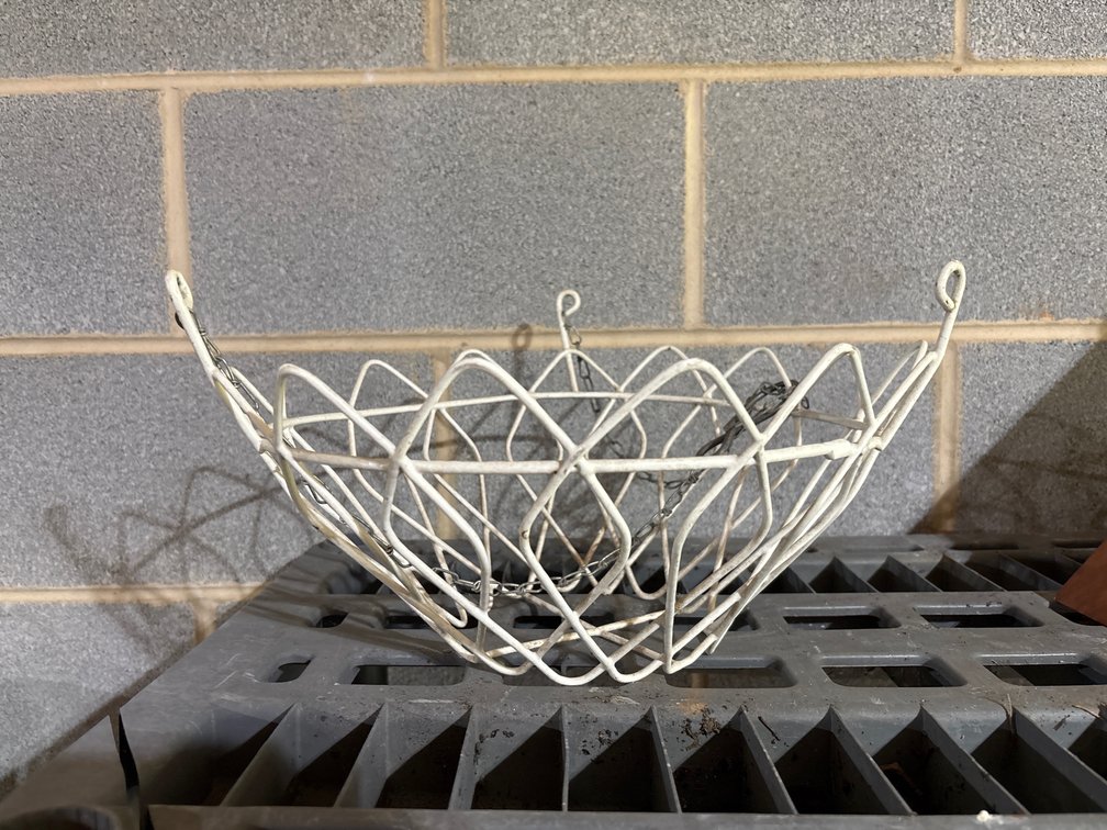 White wire hanging basket