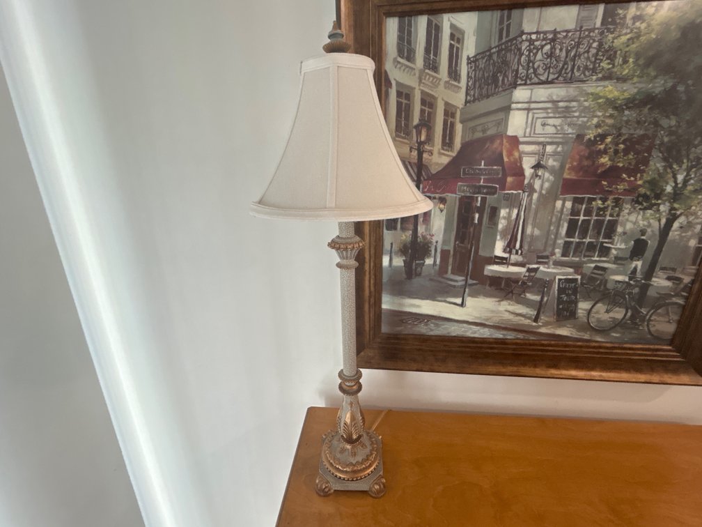 Buffet Table Lamp with Crackle Finish and Bell Shade