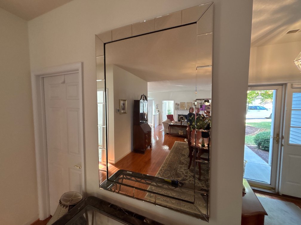 Rectangular Wall Mirror with Beveled Segmented Border
