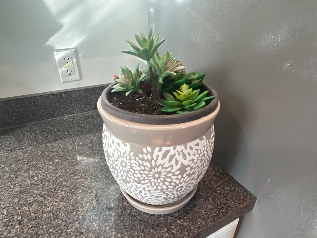 Southern Patio 9.1 in Ceramic Planter with Artificial Succulents