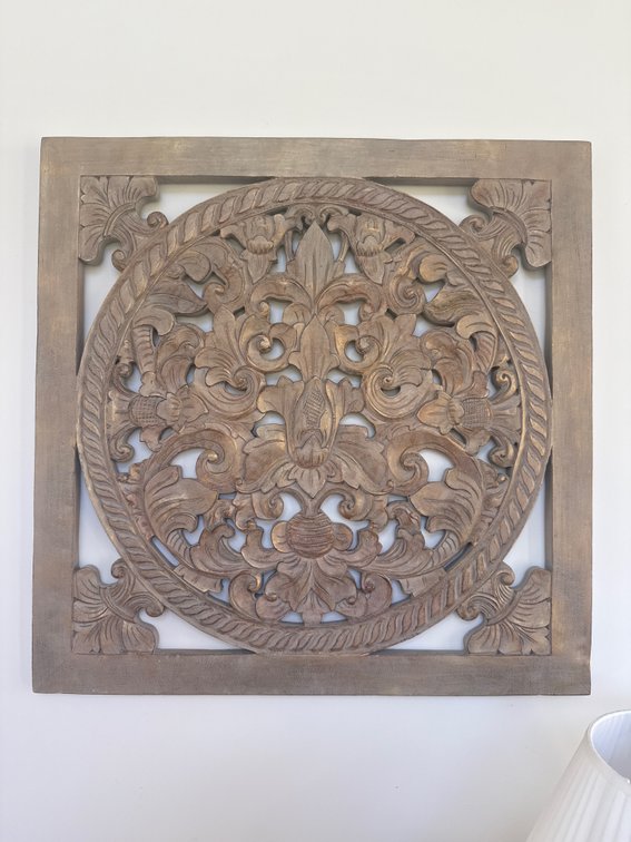 Carved Wood Floral Medallion Wall Panels
