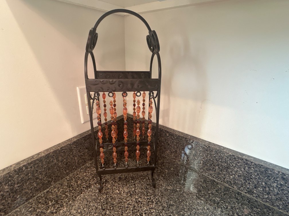 Metal 3-Bottle Countertop Wine Rack with Beaded Accents