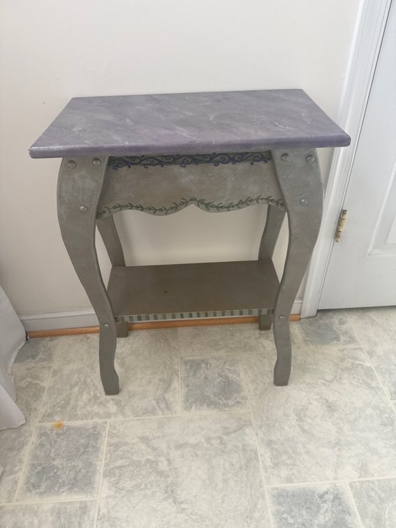Painted Wood Accent Table with Faux-Marble Top