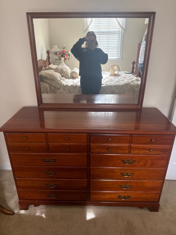Wood Double Dresser with Attached Mirror