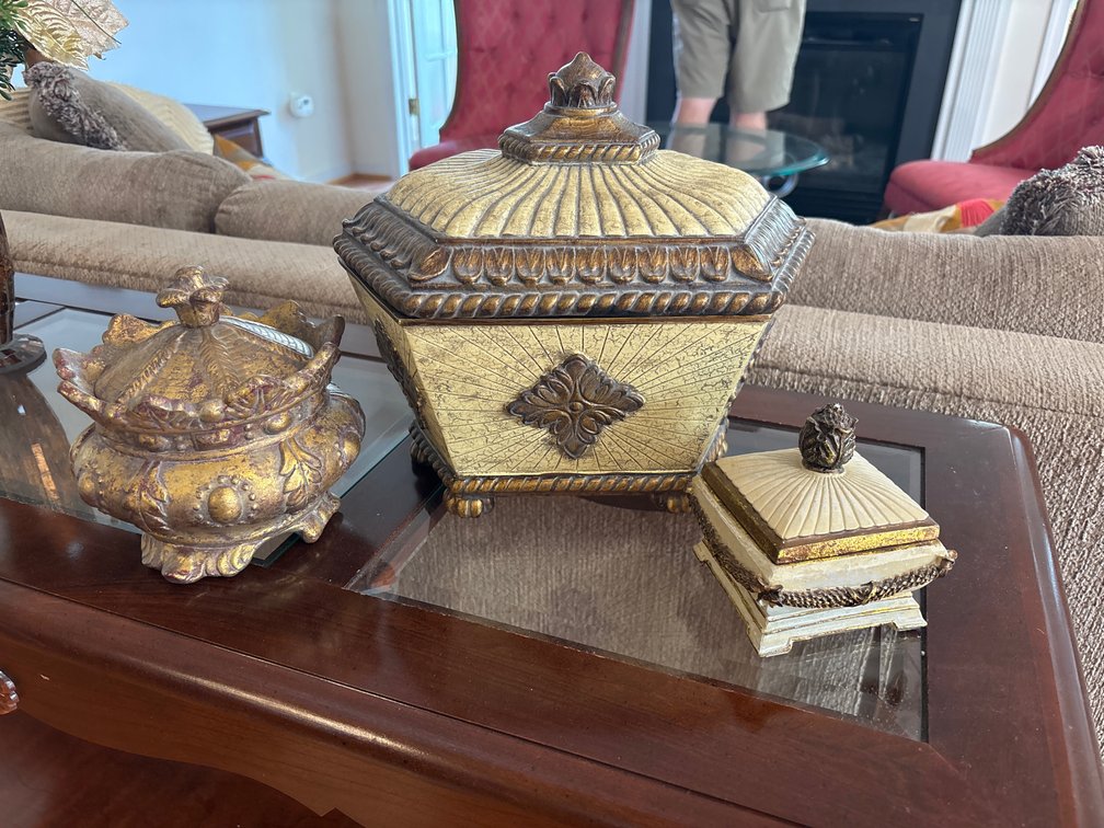 Cast Composite Decorative Lidded Boxes